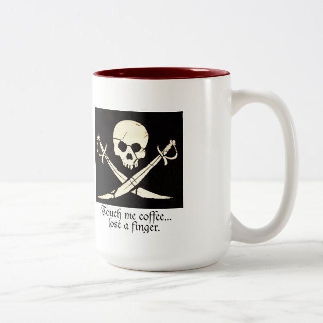 Em Dois Tons Caneca de café da manhã do pirata (Direita)