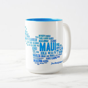 Em Dois Tons Caneca de café da nuvem da palavra de Maui