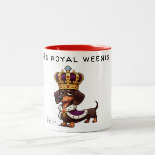 Em Dois Tons Caneca de Café Dachshund Coroada Real