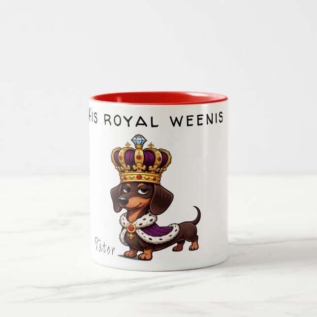 Em Dois Tons Caneca de Café Dachshund Coroada Real (Centro)