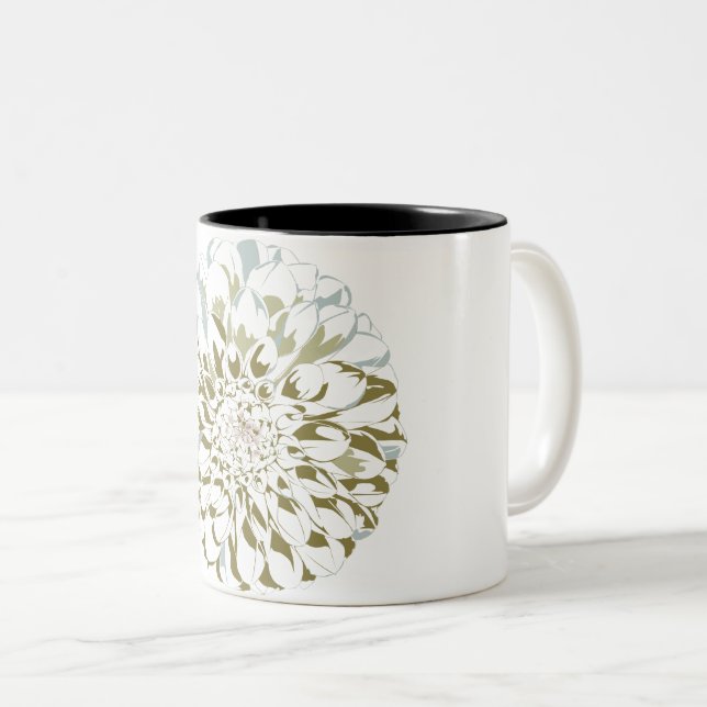 Em Dois Tons Caneca de Café Dália Branca (Frente Esquerda)