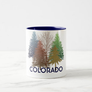 Em Dois Tons Caneca de café das árvores coloridas do Colorado