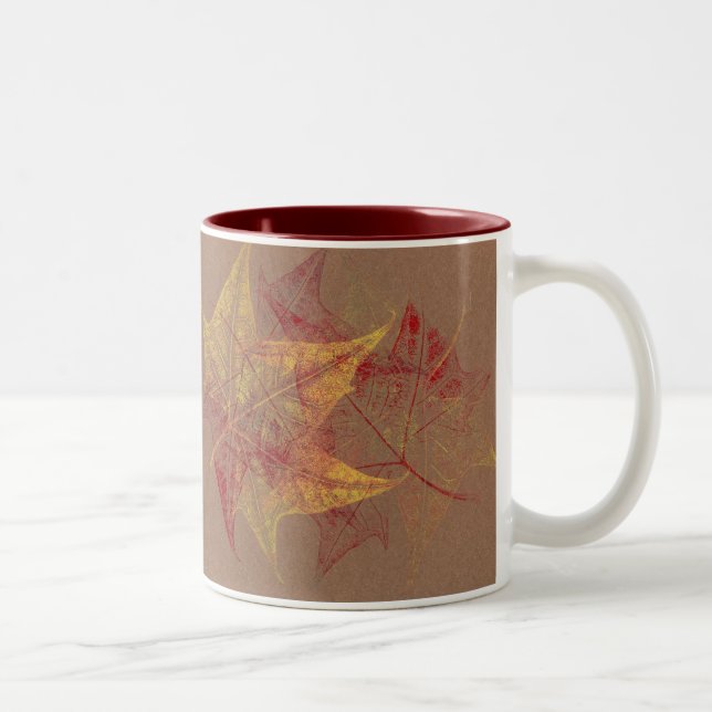 Em Dois Tons Caneca de café das folhas de outono (Direita)