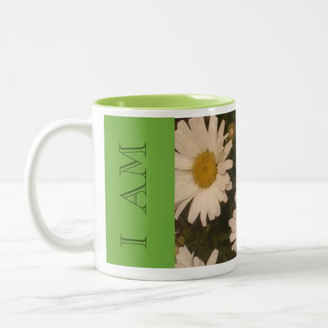 Em Dois Tons Caneca de Café de Afirmação EU ESTOU Curado, 11oz (Esquerda)