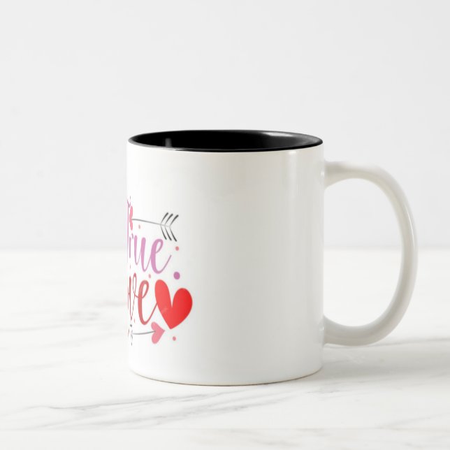 Em Dois Tons Caneca de café de amor verdadeiro (Direita)