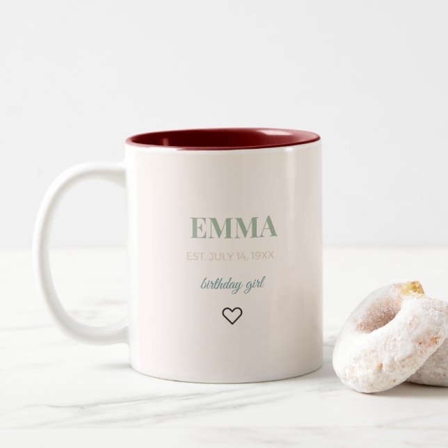 Em Dois Tons Caneca de Café de Aniversário com Nome Personaliza (Com Donut)