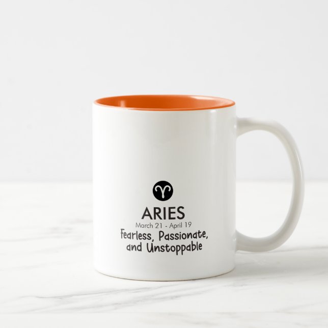 Em Dois Tons Caneca de Café de Aniversário do Signo de Áries As (Direita)