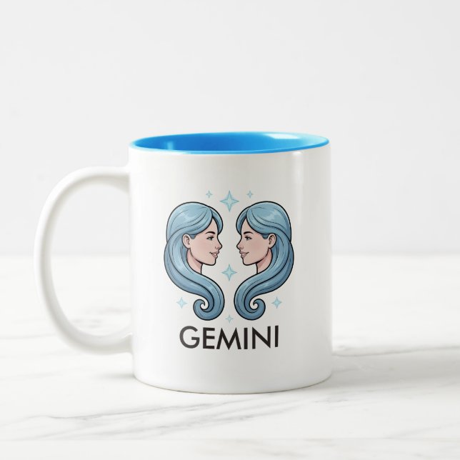 Em Dois Tons Caneca de Café de Aniversário do Signo de Gêmeos d (Esquerda)