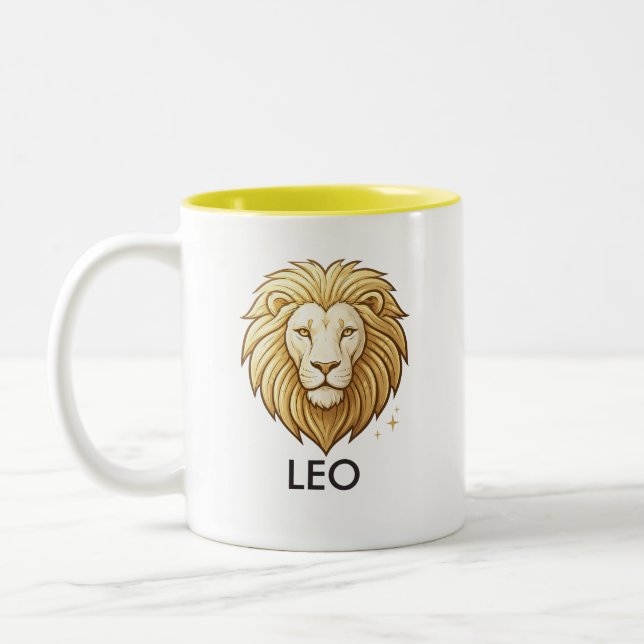 Em Dois Tons Caneca de Café de Aniversário do Signo de Leão da  (Esquerda)