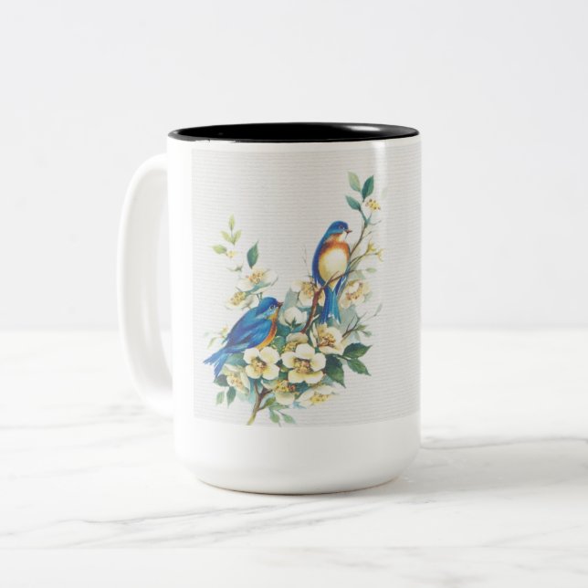 Em Dois Tons Caneca de café de aves (Frente Esquerda)