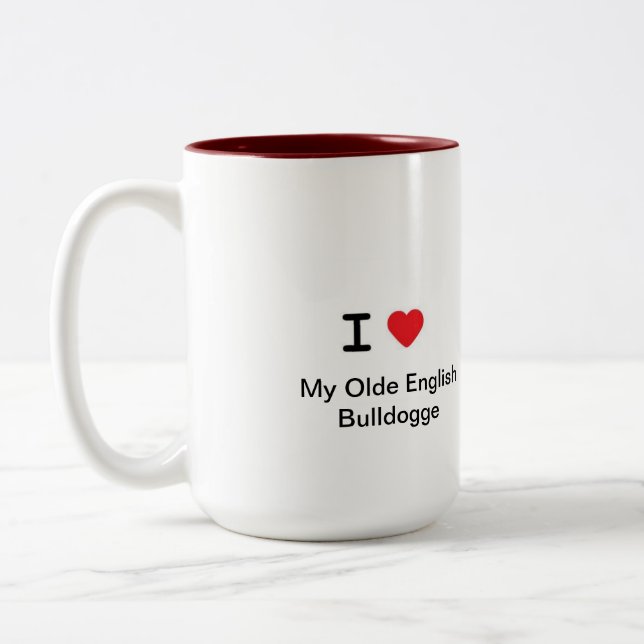 Em Dois Tons Caneca de café de Bulldogge do inglês de Olde (Esquerda)
