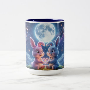 Em Dois Tons Caneca de Café de Casal de Coelho Fofo - Milo & Mi