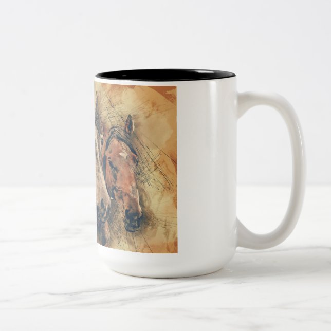 Em Dois Tons Caneca de café de cavalo (Direita)