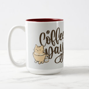 Em Dois Tons Caneca de Café de Cerâmica Gatinho Fofo - Todos os