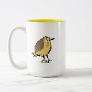 Em Dois Tons Caneca de Café de Cerâmica Ilustrada com Pássaro A