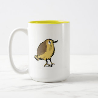 Em Dois Tons Caneca de Café de Cerâmica Ilustrada com Pássaro A