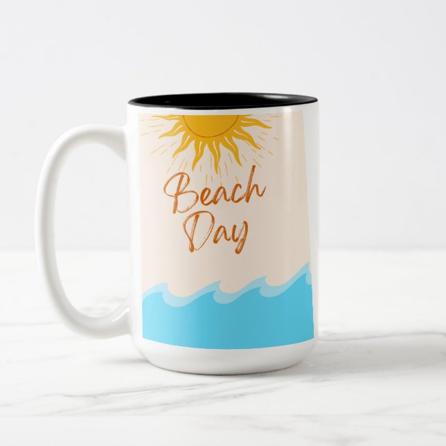 Em Dois Tons Caneca de Café de Dia de Praia | Caneca de Sol de  (Esquerda)