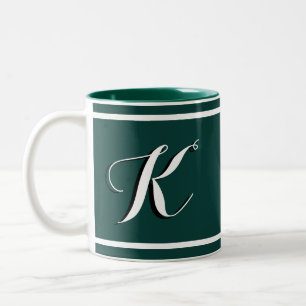 Em Dois Tons Caneca de Café de Duas Cores com Monograma Verde K