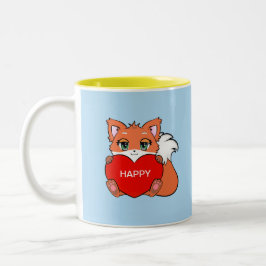 Em Dois Tons Caneca de café de duas cores com raposa bebê feliz