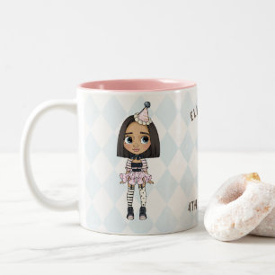 Em Dois Tons Caneca de Café de Duas Cores da Garota Harlequim d
