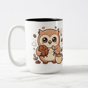 Em Dois Tons Caneca de Café de Duas Cores de Coruja Fofa