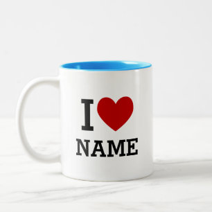 Em Dois Tons Caneca de Café de Duas Cores Eu Amo Nome
