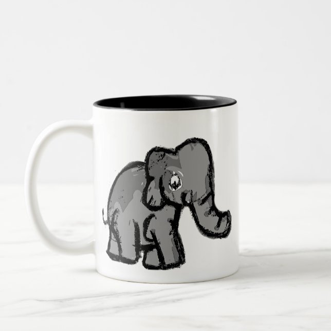 Em Dois Tons Caneca de Café de Elefante de Desenho Animado Fofo (Esquerda)