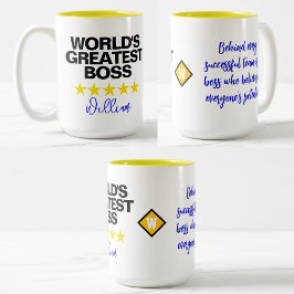 Em Dois Tons Caneca de Café de Escritório do Melhor Chefe do Mu