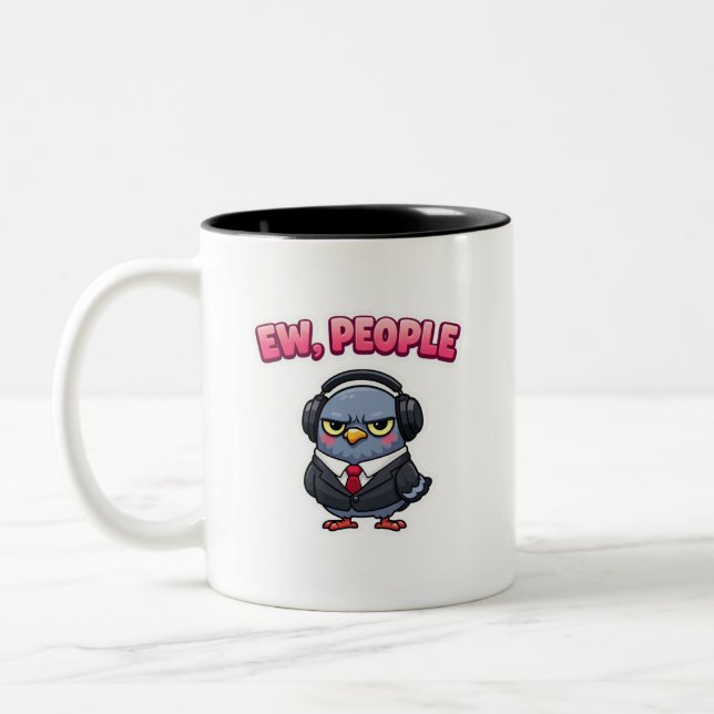 Em Dois Tons Caneca de Café de Escritório Pombo Pessoas Ew Engr (Esquerda)