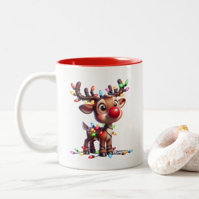 Em Dois Tons Caneca de Café de Férias (Com Donut)