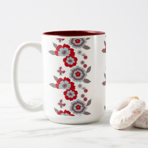 Em Dois Tons Caneca de café de flores elegante moderno Chic