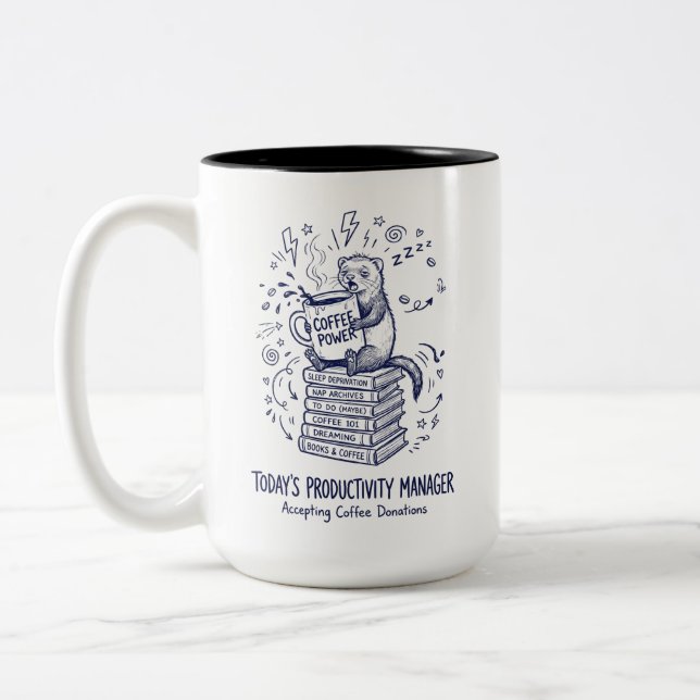 Em Dois Tons Caneca de Café de Furão Engraçado Presente de Aman (Esquerda)