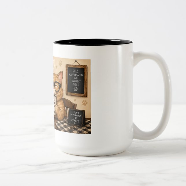 Em Dois Tons Caneca de Café de Gato Divertida (Direita)