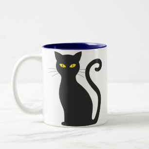 Em Dois Tons Caneca de café de gato preto assustadora