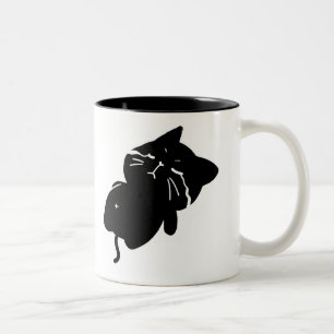 Em Dois Tons Caneca de Café de Gato Preto Fofo e Gorducho - cho