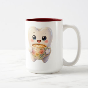 Em Dois Tons Caneca de Café de Higienista Dental Fofa, Mascote