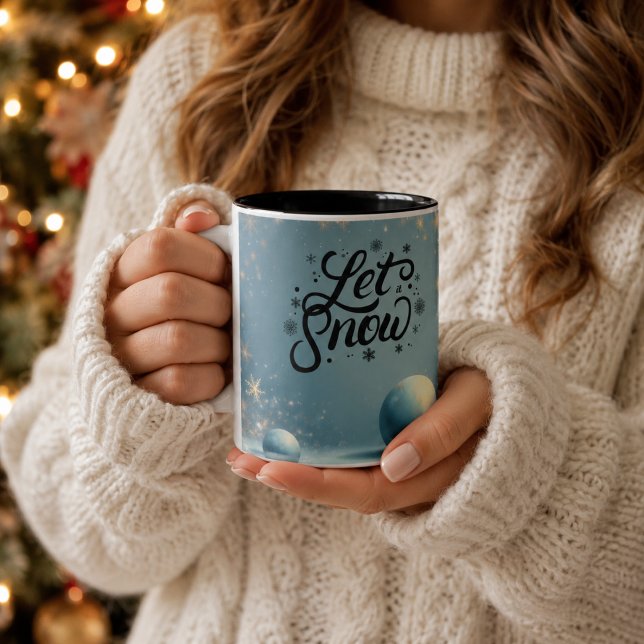 Em Dois Tons Caneca de Café de Inverno Deixe Nevar (Criador carregado)
