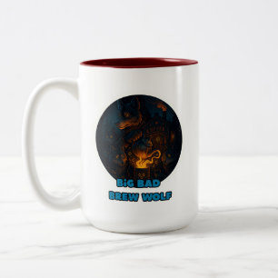 Em Dois Tons caneca de café de lobo-escuro