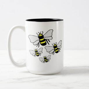 Em Dois Tons Caneca de café de muitas muitas abelhas