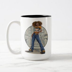 Em Dois Tons Caneca de café de mulher negra