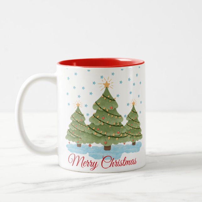 Em Dois Tons Caneca de Café de Natal Personalizada Árvore de Na (Esquerda)