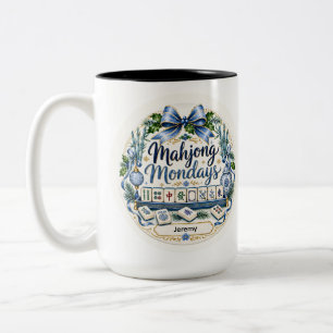 Em Dois Tons Caneca de café de Natal personalizada de Mahjong