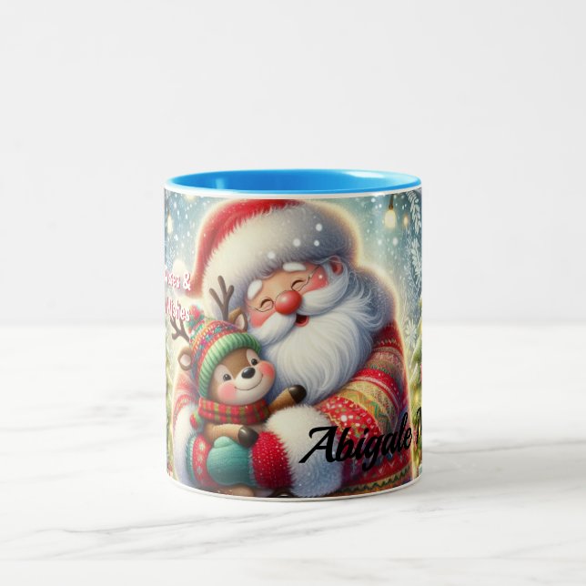 Em Dois Tons Caneca de Café de Natal Tocante (Centro)
