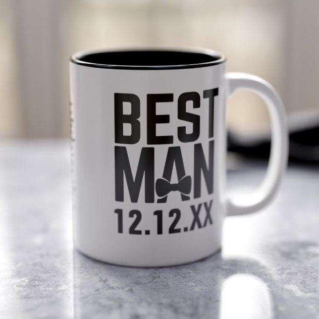 Em Dois Tons Caneca de Café de Padrinho de Noivo (Perfect wedding gift for your Best Man. Just add his name and your wedding date)