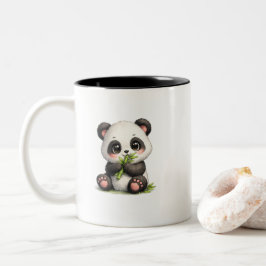 Em Dois Tons Caneca de Café de Panda Bebê Fofo Comendo Bambu