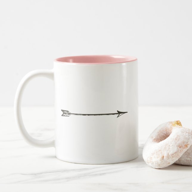 Em Dois Tons Caneca de café de prata da seta (Com Donut)