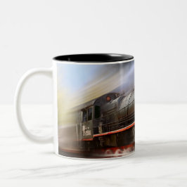 Em Dois Tons Caneca de café de pressa do trem