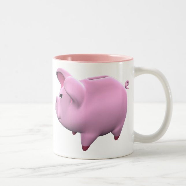 Em Dois Tons Caneca de café de Toon do mealheiro (Direita)