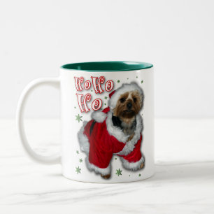 Em Dois Tons Caneca de café de Yorkie do papai noel