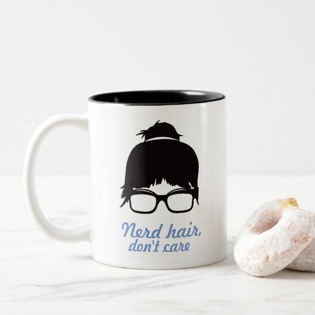 Em Dois Tons Caneca de café desarrumado do cabelo do bolo do (Com Donut)